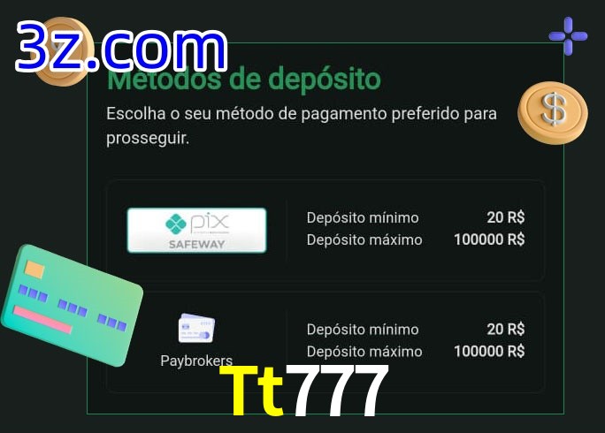 O cassino Tt777 oferece uma grande variedade de métodos de pagamento